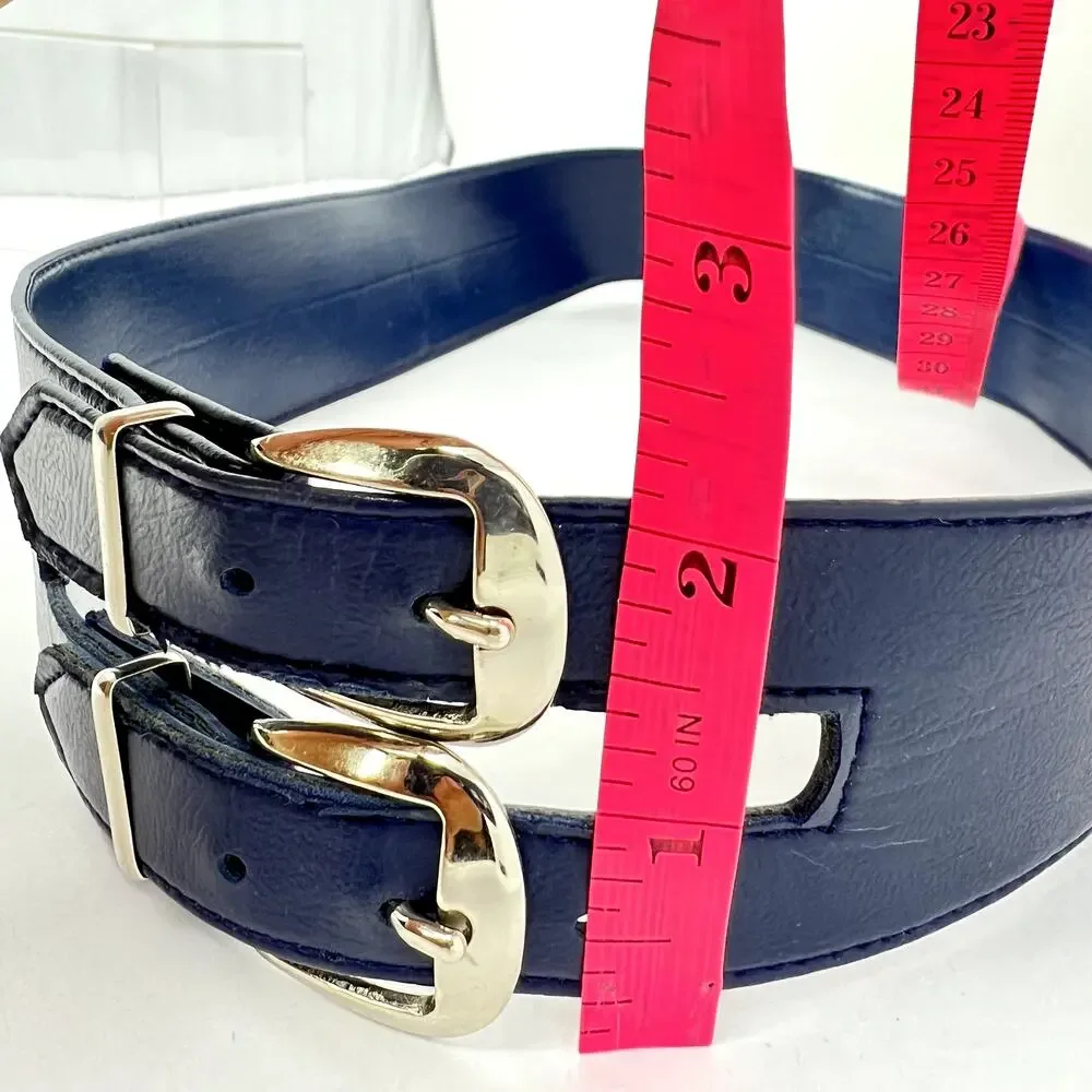 Butte Knit Double Buckle Belt Women 12 Blue 33 inch Accessories Classic Designer